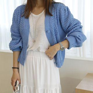 Waffle-knit Cropped Cardigan