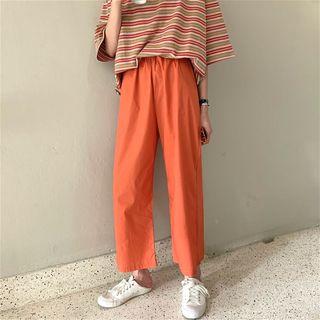 Short Sleeve Striped Tee / Wide Leg Pants