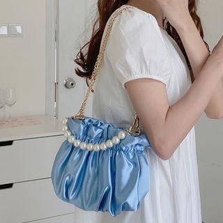 Drawstring Plain Crossbody Bag Airy Blue - One Size