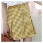 Plaid Buttoned Mini A-line Skirt