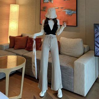 Long-sleeve Knit Top / Vest / Wide-leg Pants