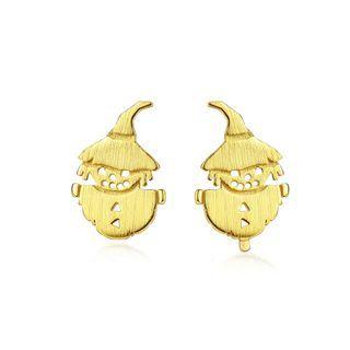 Sterling Silver Plated Gold Fashion Creative Scarecrow Stud Earrings Golden - One Size