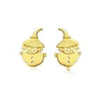 Sterling Silver Plated Gold Fashion Creative Scarecrow Stud Earrings Golden - One Size