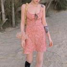 Spaghetti Strap Paisley Print Mini A-line Dress Mauve - One Size