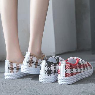 Checked Lace-up Sneakers