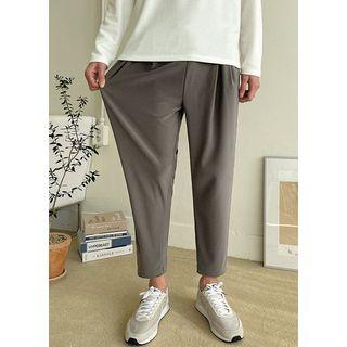 Drawstring-waist Pintuck-trim Baggy Pants