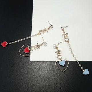 Non-matching Heart Drop Earring