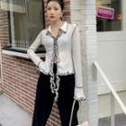 Ruffled Collared Long-sleeve T-shirt