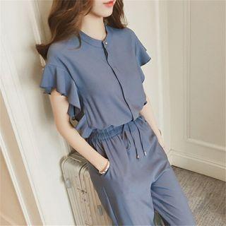 Set: Cap-sleeve Blouse + Harem Pants