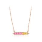 925 Sterling Silver Plated Rose Gold Simple Fashion Geometric Rectangular Color Cubic Zirconia Necklace Rose Gold - One Size