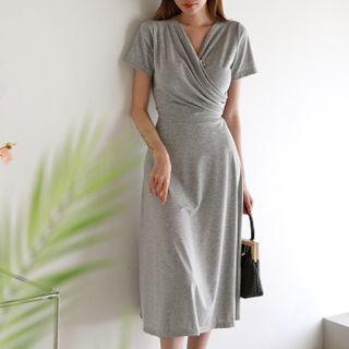 Tie-waist Flared Midi Wrap Dress