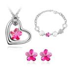 Set: Crystal Flower Necklace + Earring + Bracelet