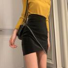Asymmetric Zipper Mini Skirt