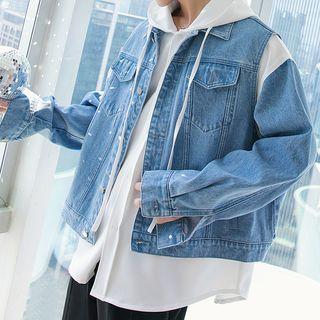 Set: Denim Vest + Panel Hoodie