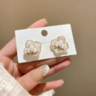 Sterling Silver Faux Pearl Flower Stud Earring E5001 - Gold - One Size