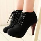 High-heel Lace-up Ankle Boots