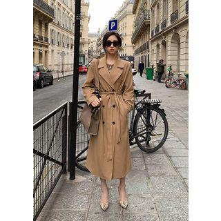 Double-breasted Long Coat & Sash