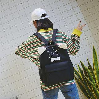 Ear-accent Canvas Backpack