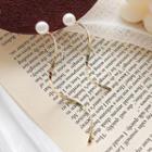 Twist Faux Pearl Drop Earring 1 Pair - As Shown In Figure - One Size