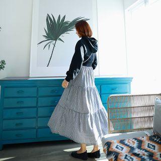 2-in-1 Gingham Hoodie Dress