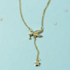 Rhinestone Star Necklace Necklace - Star - Gold - One Size