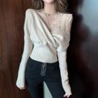 Mock Two-piece Lace Panel Knit Top