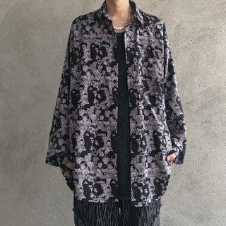 Cartoon Print Button-down Casual Shirt