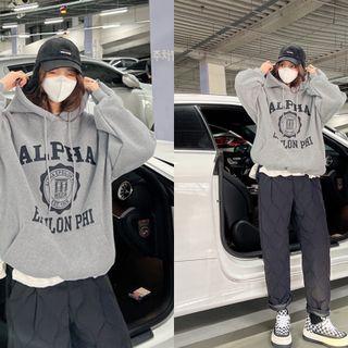 Kangaroo Letter Oversize Hoodie Gray - One Size