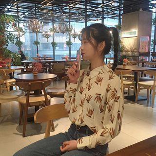 Flower Long Sleeve Linen Shirt
