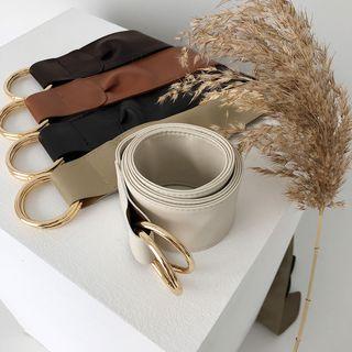 Hoop-buckle Wide Pleather Belt