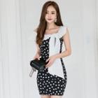 One Shoulder Dotted Sleeveless Dress
