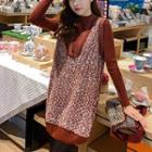 Set: Long-sleeve Mock Neck Top + Knit Vest
