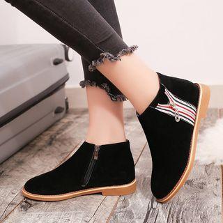 Striped Applique Ankle Boots