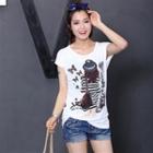 Short-sleeve People Printed T-shirt