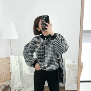 Faux-pearl Tweed Cardigan