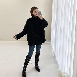 Lace-up Faux-leather Long Boots