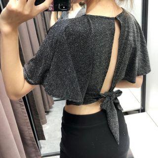Short-sleeve Glitter Crop Top