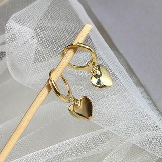 Copper Heart Dangle Earring 1 Pair - As Shown In Figure - One Size