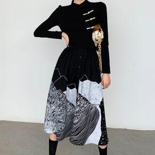 Frog Buttoned Long-sleeve Cheongsam Top