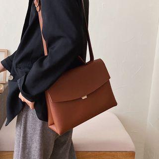 Top Handle Plain Flap Crossbody Bag