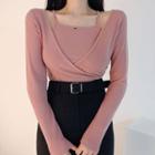 Set: Camisole + Long-sleeve V-neck Top