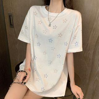 Elbow-sleeve All Over Star T-shirt