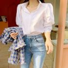 Pastel-color Puff-sleeve Blouse