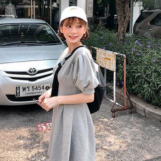 Puff-sleeve Mini Flare Dress