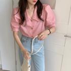 Puff-sleeve Single Breasted Blouse