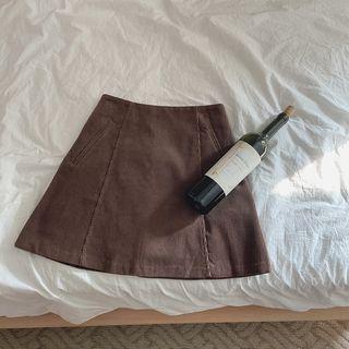 Paneled Corduroy A-line Miniskirt