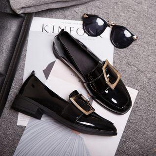 Buckled Low-heel Patent Loafers