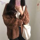 Open-front Cable-knit Coat