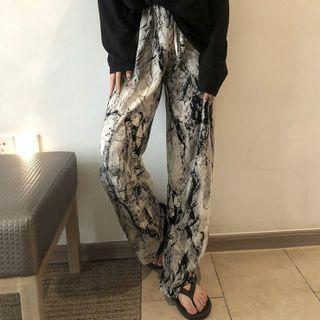 Tie Dye Wide-leg Pants Tie Dye - Black & White - One Size