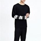 Color-block Striped-sleeve T-shirt